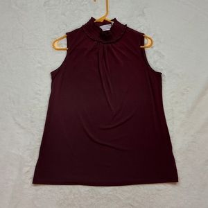Susan Graver Bordeaux Sleeveless Stretch Blouse Size M